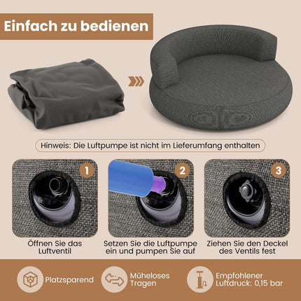 Aufblasbares Lounge-Sofa mit abnehmbarem Bezug, Grau