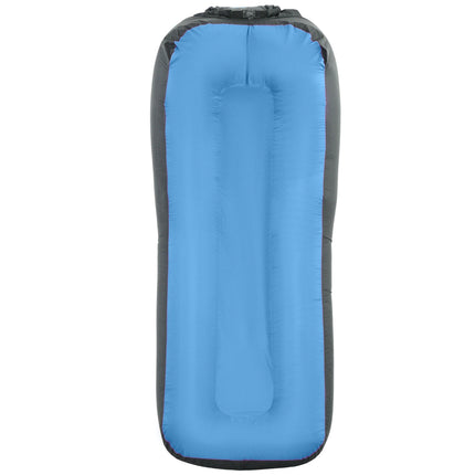 Blue waterproof inflatable sun lounger, self-inflating, 200 kg capacity