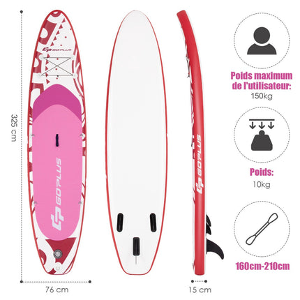 Inflatable Paddle Board 325x76x16cm Kit, Pink