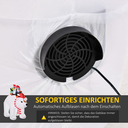 Aufblasbare Weihnachtsdekoration Eisbär und Pinguine, 2,1M - Wetterfest und beleuchtet