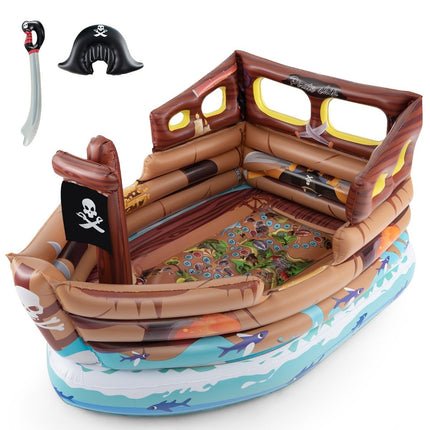 Aufblasbares Piratenschiff-Spielhaus, aufblasbare Spiellandschaft mit eingebautem Motor, 203 x 138 x 138 cm, mehrfarbig