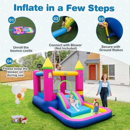 Inflatable Princess Bounce House with Slide & Ball Pit