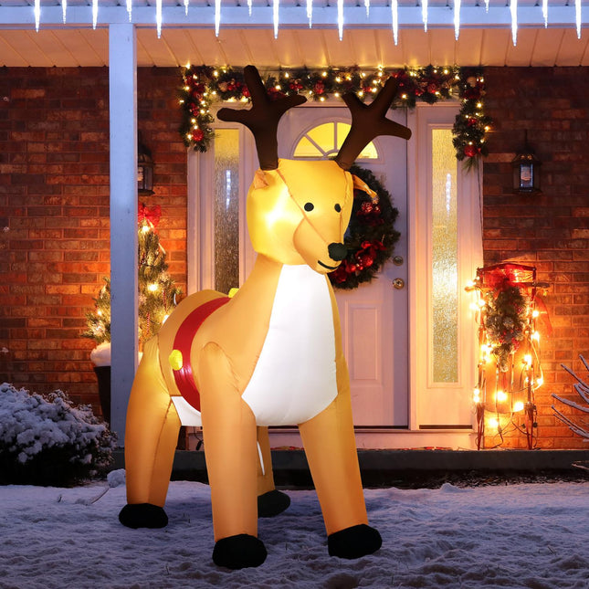 Aufblasbares Rentier, 1,8m, LED-Beleuchtung, Selbstaufblasend