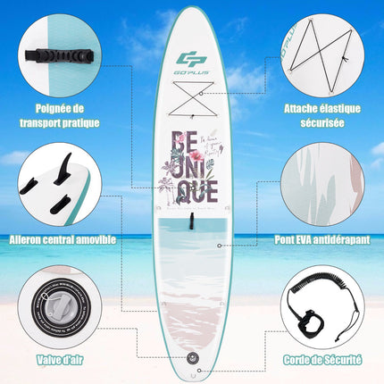 Aufblasbares SUP Board 320 cm, Paddel Pumpe Rucksack Set