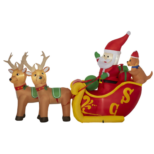 Aufblasbarer Weihnachtsmann mit Schlitten und LED-Beleuchtung 230cm