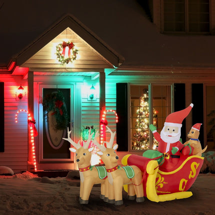 Aufblasbarer Weihnachtsmann mit Schlitten und LED-Beleuchtung 230cm