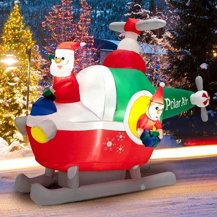 Aufblasbarer Weihnachtsmann-Helikopter, 180 cm, LED-Außendekoration