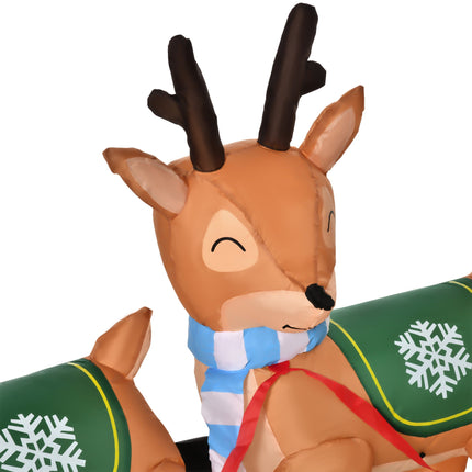 Inflatable Santa Sleigh with 3 Reindeer and LED Lights, 319 cm, Incl. Blower