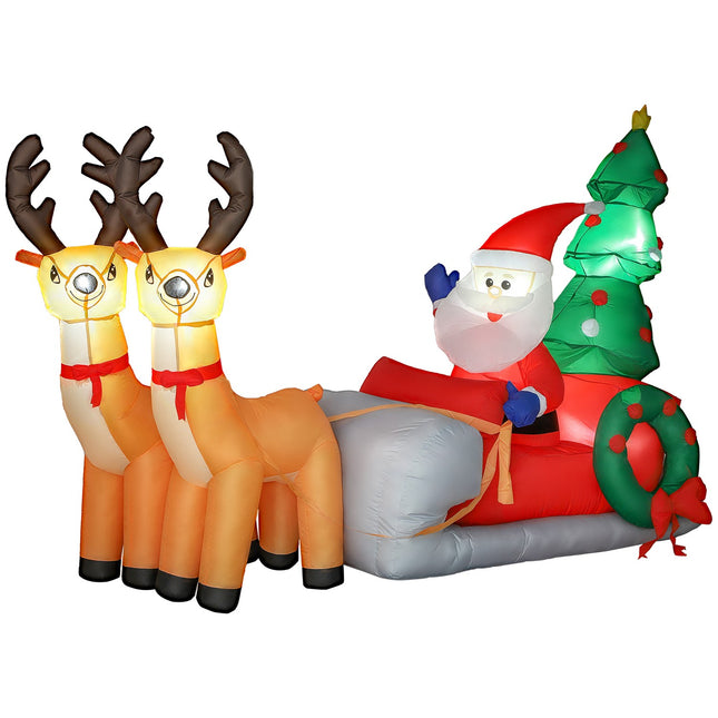 Aufblasbarer Weihnachtsschlitten mit LED-Beleuchtung, Polyester