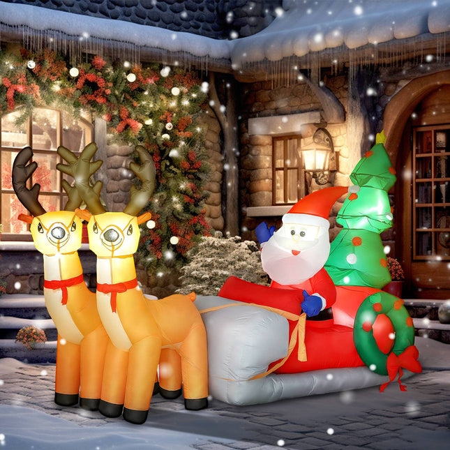 Aufblasbarer Weihnachtsschlitten mit LED-Beleuchtung, Polyester