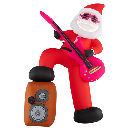 Aufblasbarer Weihnachtsmann mit Gitarre, Musik, LEDs, 180 cm