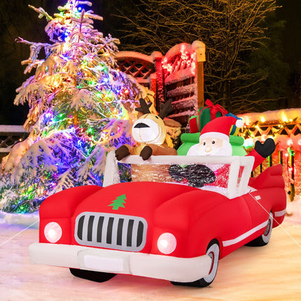 Inflatable Santa in Car with 9 LED Lights, 2.35 m