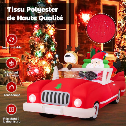 Inflatable Santa in Car with 9 LED Lights, 2.35 m