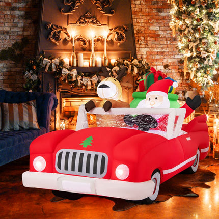 Inflatable Santa in Car with 9 LED Lights, 2.35 m