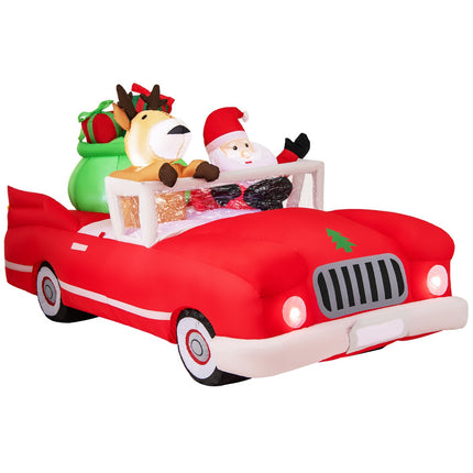 Inflatable Santa in Car with 9 LED Lights, 2.35 m