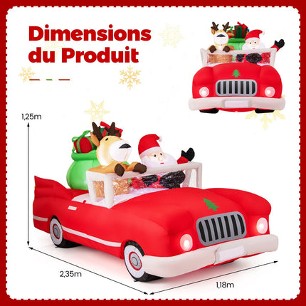 Inflatable Santa in Car with 9 LED Lights, 2.35 m