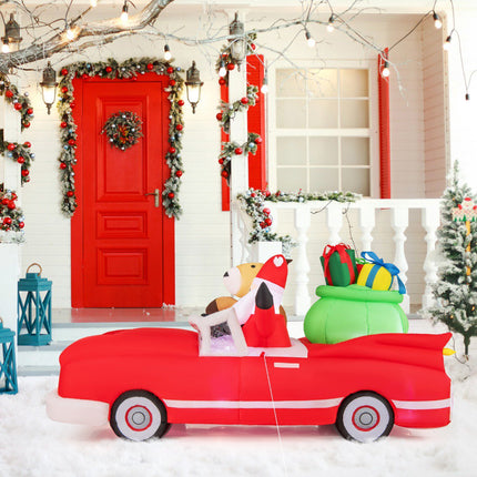 Inflatable Santa in Car with 9 LED Lights, 2.35 m