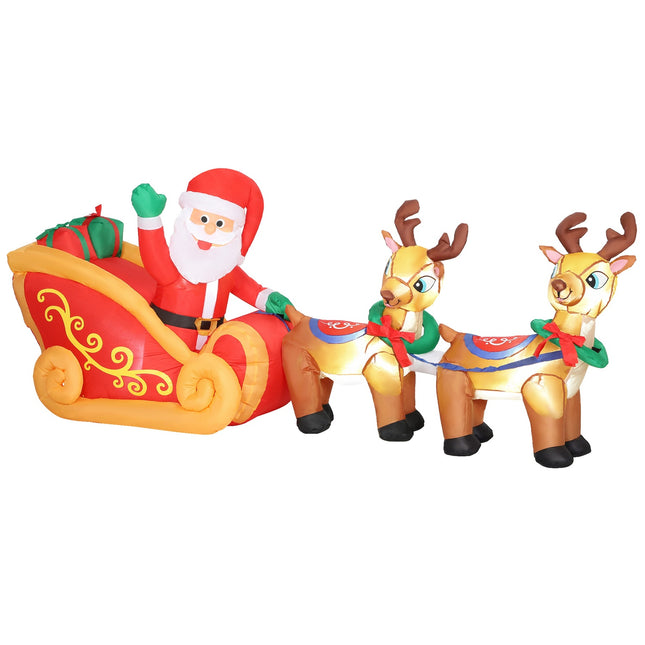 Aufblasbarer Weihnachtsmann im Schlitten Weihnachtsdekoration, Polyester