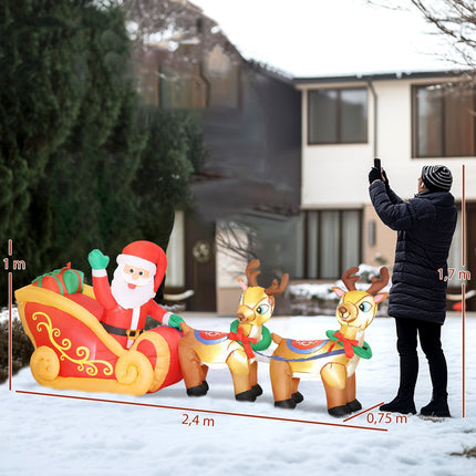 Aufblasbarer Weihnachtsmann im Schlitten Weihnachtsdekoration, Polyester