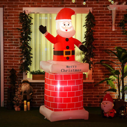 Inflatable Santa with Chimney, LED Lights, 210 cm