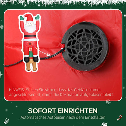 Aufblasbarer Weihnachtsmann mit Hund und LED-Beleuchtung, 214 cm
