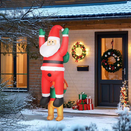 Aufblasbarer Weihnachtsmann mit Hund und LED-Beleuchtung, 214 cm