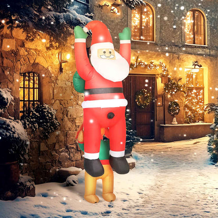 Aufblasbarer Weihnachtsmann mit Hund und LED-Beleuchtung, 214 cm