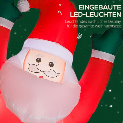 Aufblasbarer Weihnachtsmann mit Hund und LED-Beleuchtung, 214 cm