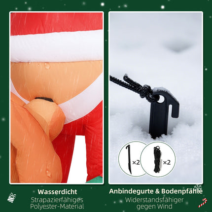Aufblasbarer Weihnachtsmann mit Hund und LED-Beleuchtung, 214 cm