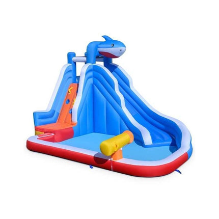 Inflatable Shark Water Slide with Paddling Pool, Climbing Wall, 3-12 Years