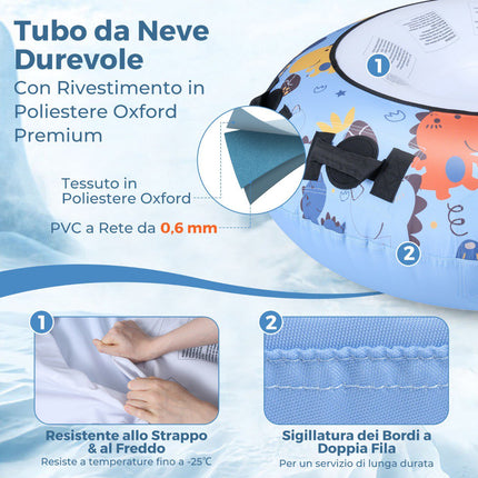 Inflatable Snow Sled 132cm with Oxford Cover, Hand Pump
