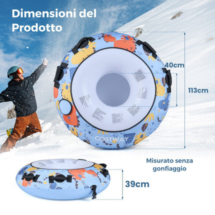 Inflatable Snow Sled 132cm with Oxford Cover, Hand Pump