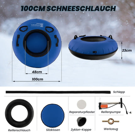 Aufblasbarer Schnee-Tubingreifen 100cm mit Pumpe & Zugseil