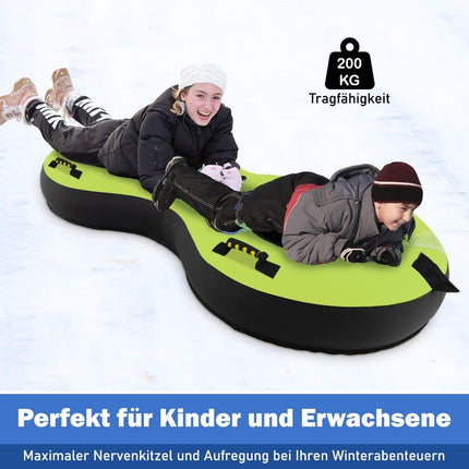 Aufblasbarer Snow Tube für 2 Personen, Grün, inklusive Pumpe & Griffe