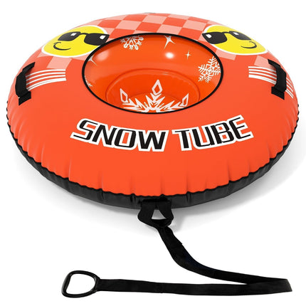 Inflatable Snow Tube with Handles & Tow Rope, Orange