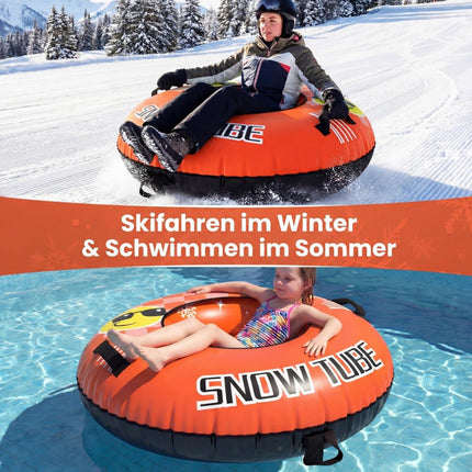 Inflatable Snow Tube with Handles & Tow Rope, Orange