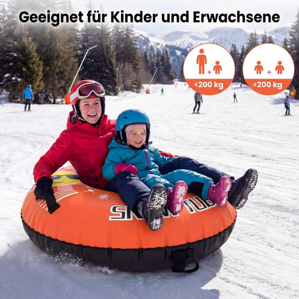 Inflatable Snow Tube with Handles & Tow Rope, Orange