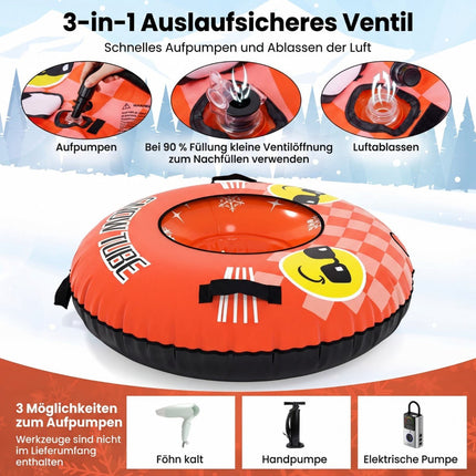Inflatable Snow Tube with Handles & Tow Rope, Orange
