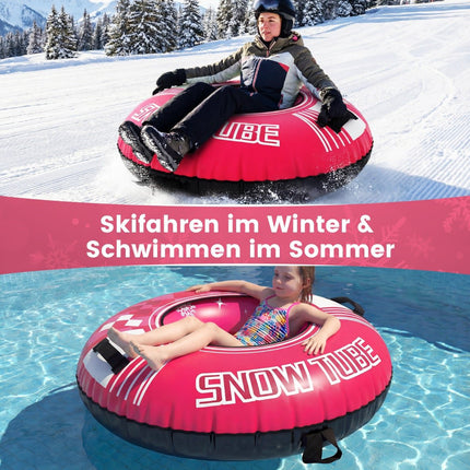 Aufblasbarer Schneereifen mit Griffen und Zugseil, Rosa