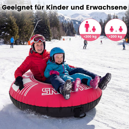 Aufblasbarer Schneereifen mit Griffen und Zugseil, Rosa