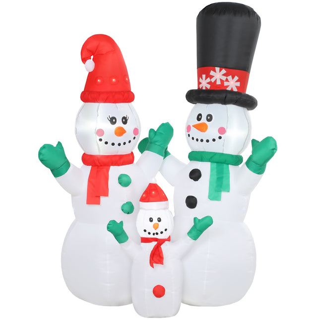 Aufblasbare Schneemannfamilie, 1,8m Weihnachtsdeko mit LEDs