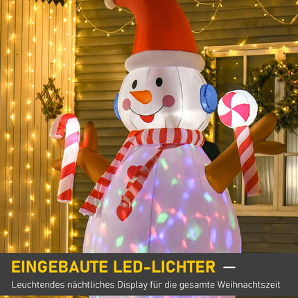 Inflatable Snowman with Rotating Lights, 2.4m, Indoor/Outdoor