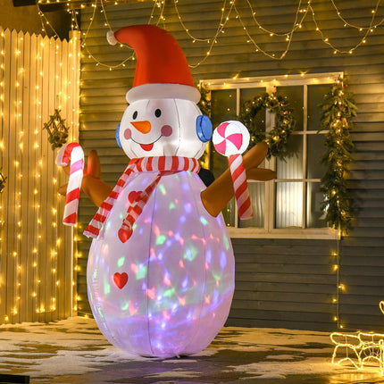 Inflatable Snowman with Rotating Lights, 2.4m, Indoor/Outdoor