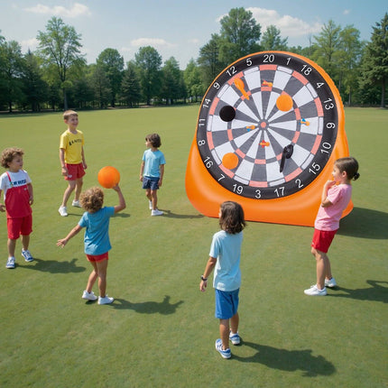 Inflatable Soccer Dart Board, 6 Ft, Balls and Pump