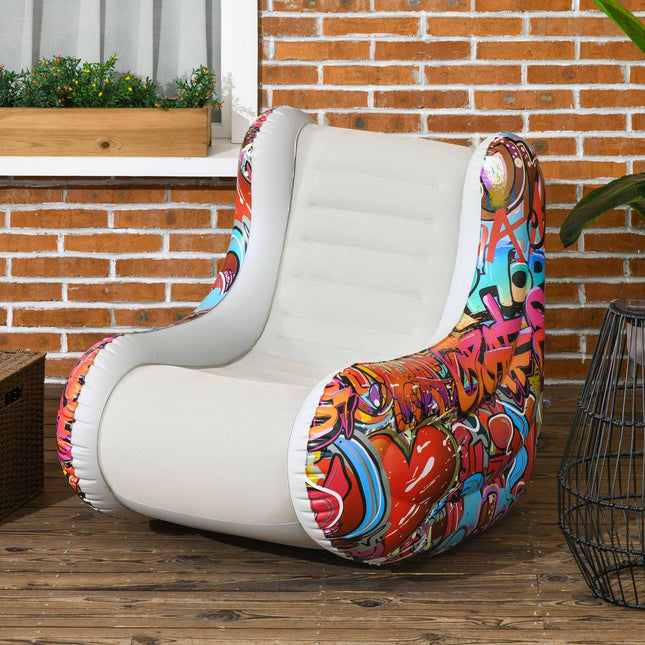 Aufblasbarer Camping- & Home-Luftsofasessel, schaukelnd, hellgrau