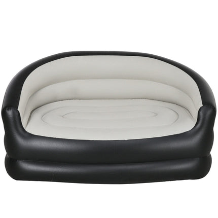 Aufblasbares Sofa für 2 Personen, Plüsch, tragbar, Hellgrau