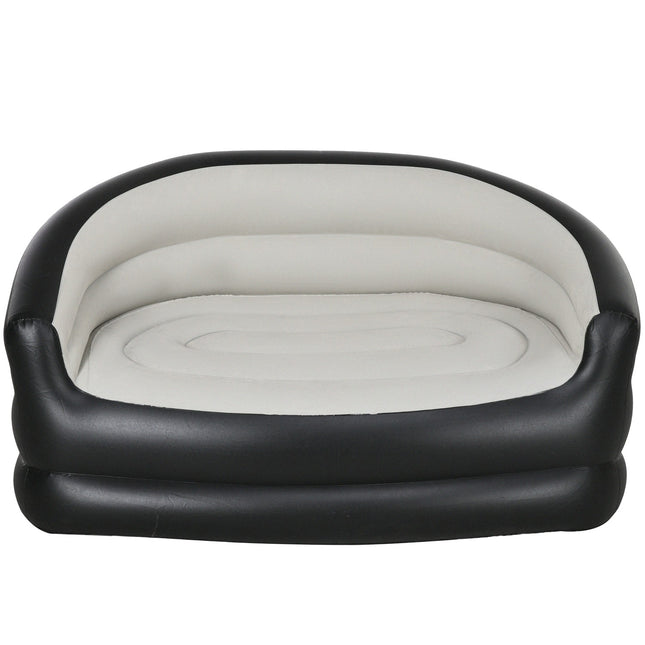 Aufblasbares Sofa für 2 Personen, Plüsch, tragbar, Hellgrau