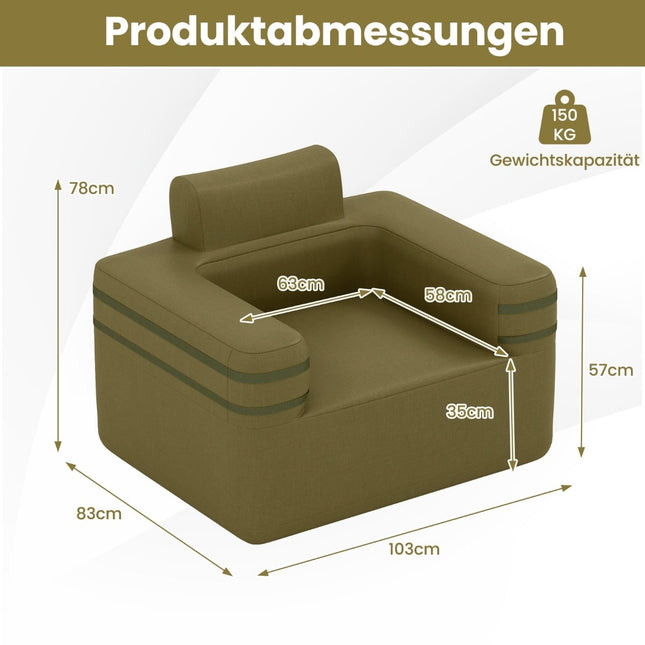 Aufblasbares Sofa mit integrierter Pumpe und Tragetasche für Camping