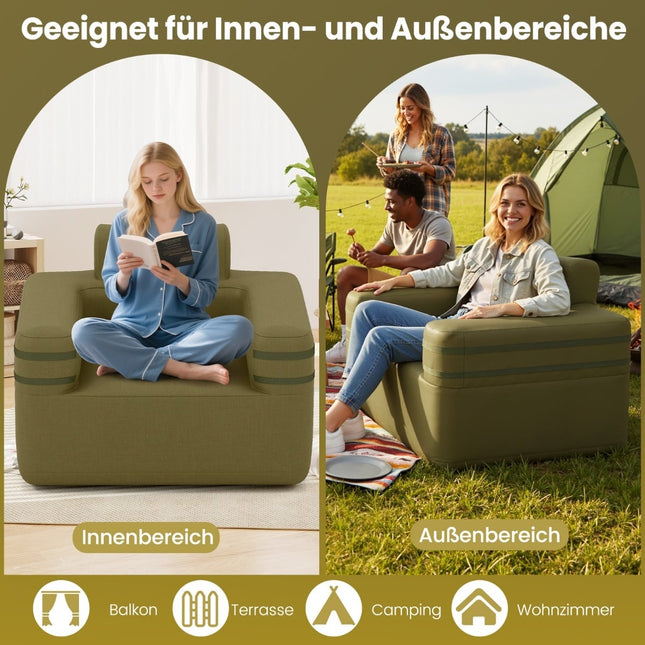 Aufblasbares Sofa mit integrierter Pumpe und Tragetasche für Camping