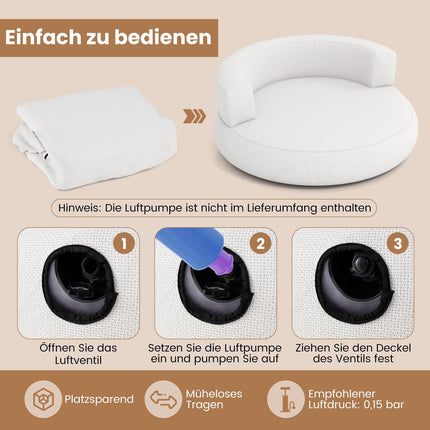 Inflatable Sofa with Removable Cover, 142 cm, White
